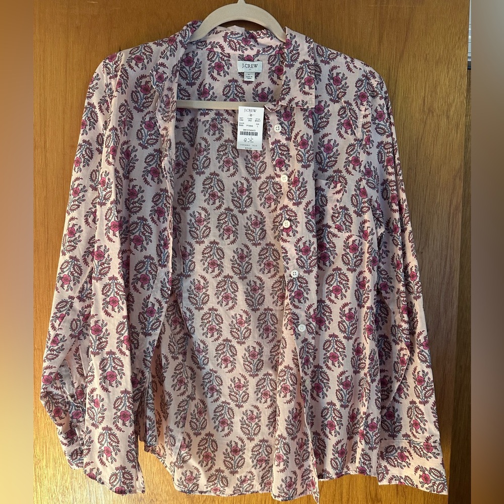 J. Crew Pink and Purple Floral Shirt